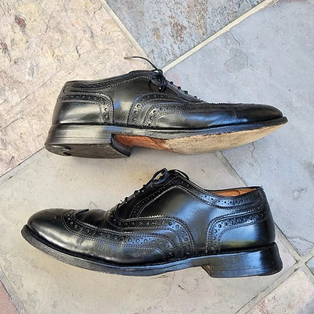 Allen Edmonds Fairhaven Mens Wingtip Black Leather Shoes Sz 7.5 D - Preppy Ivy